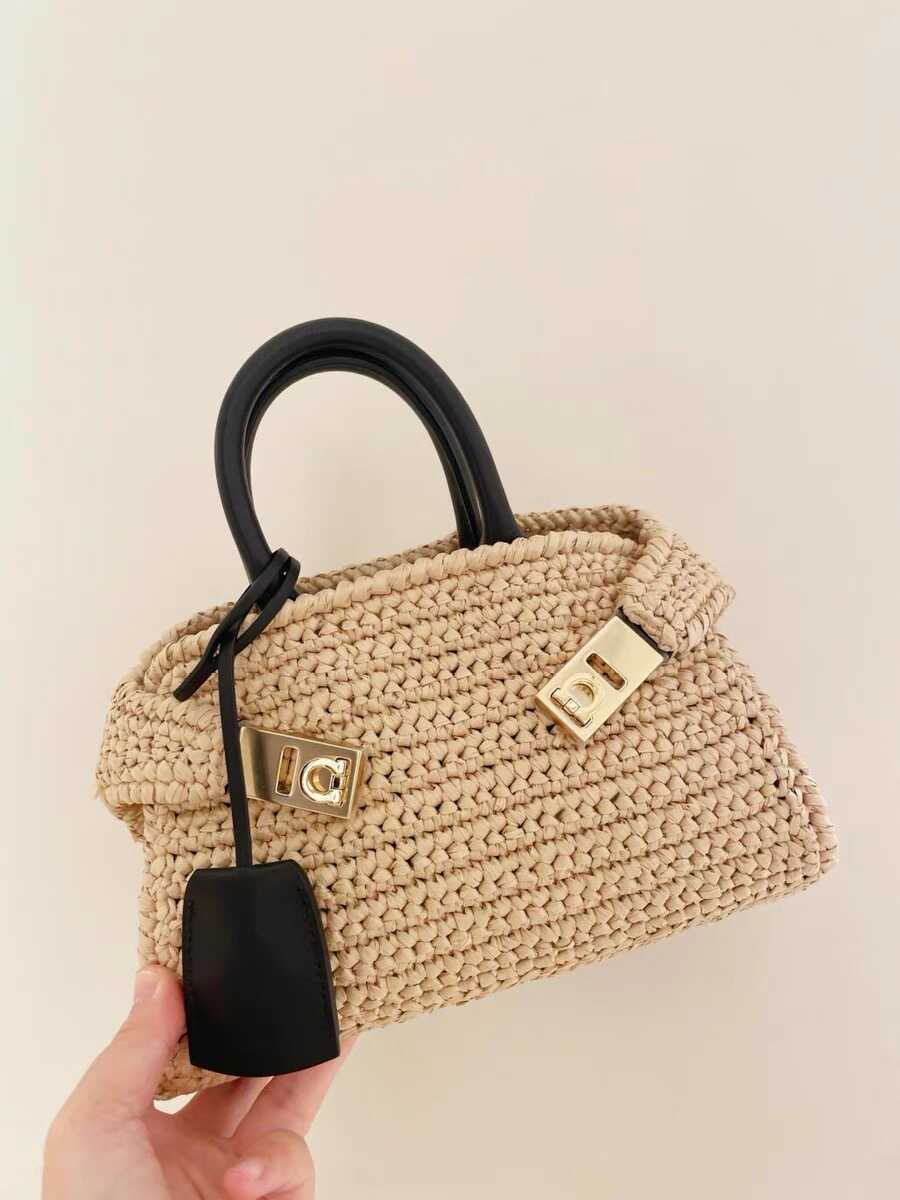 mini straw-woven bag