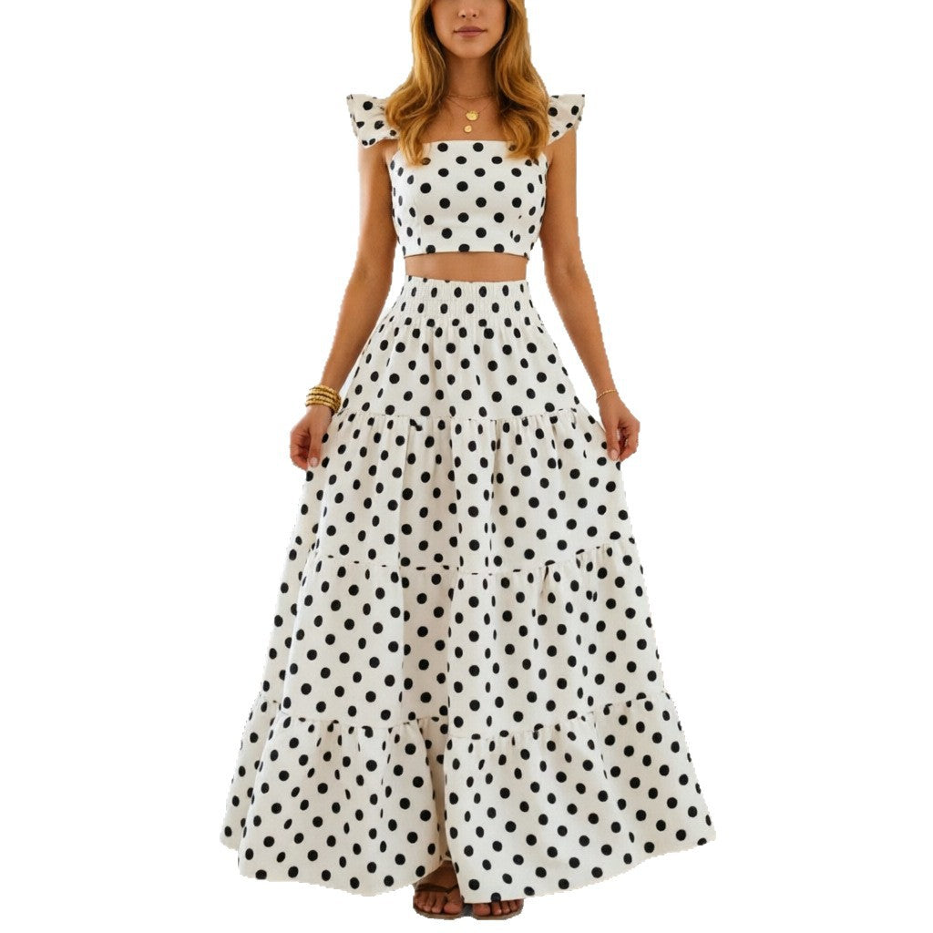 Casual long skirt, halter top two-piece set