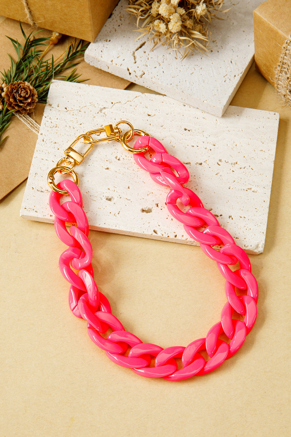 Strawberry Pink Acrylic Handbag Chain Strap