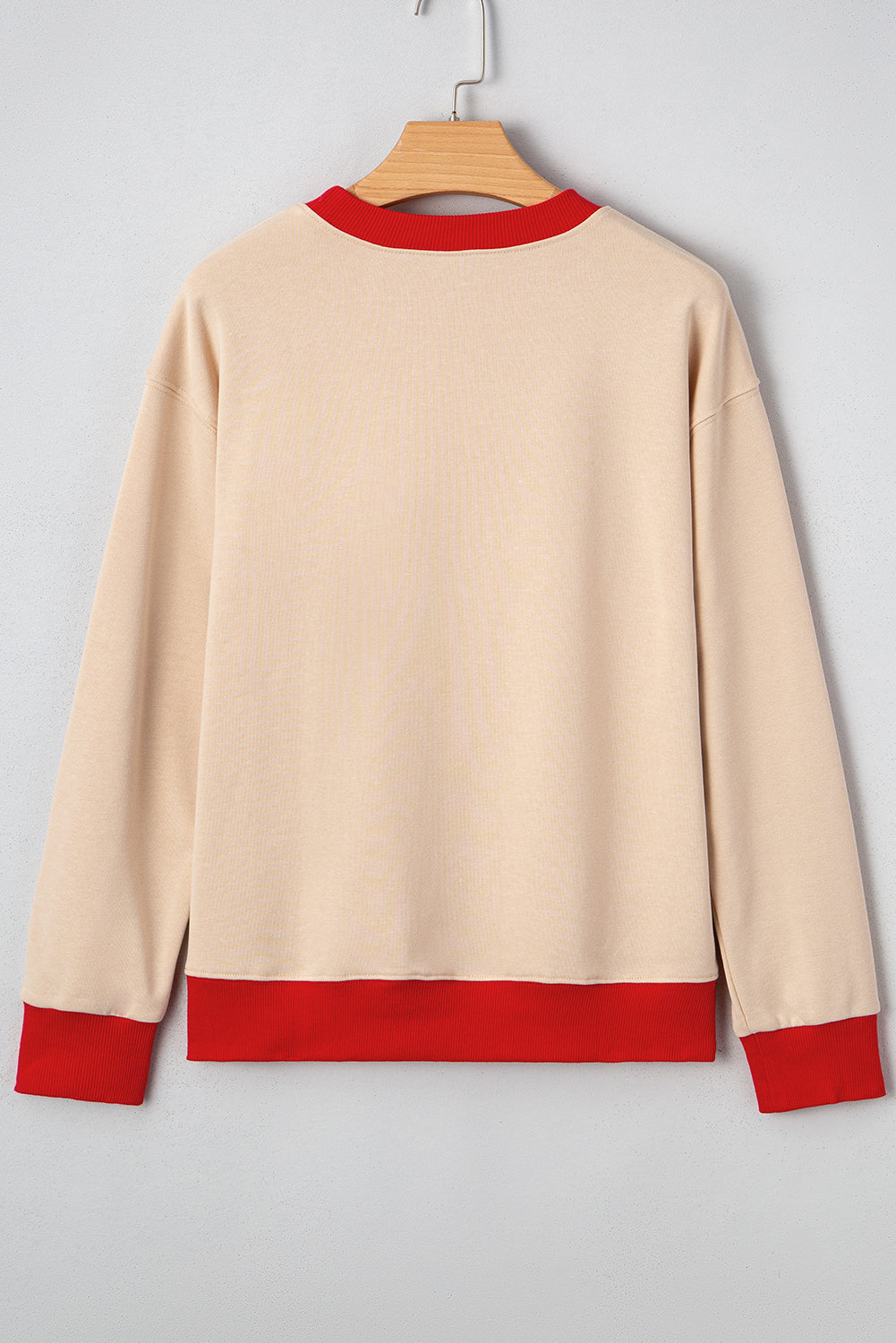 White GAME DAY Letter Contrast Trim Baggy Sweatshirt