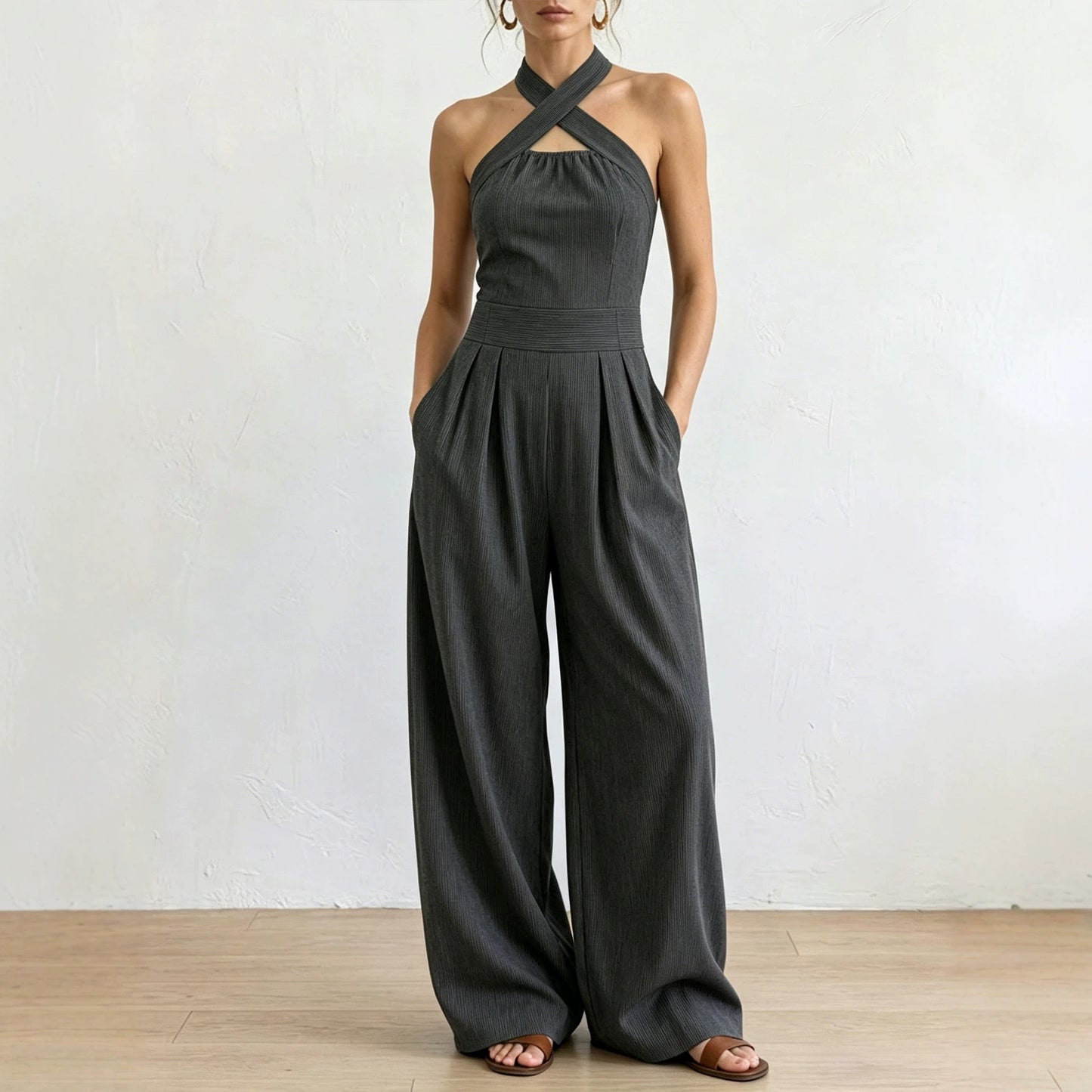 cross-neck jumpsuit