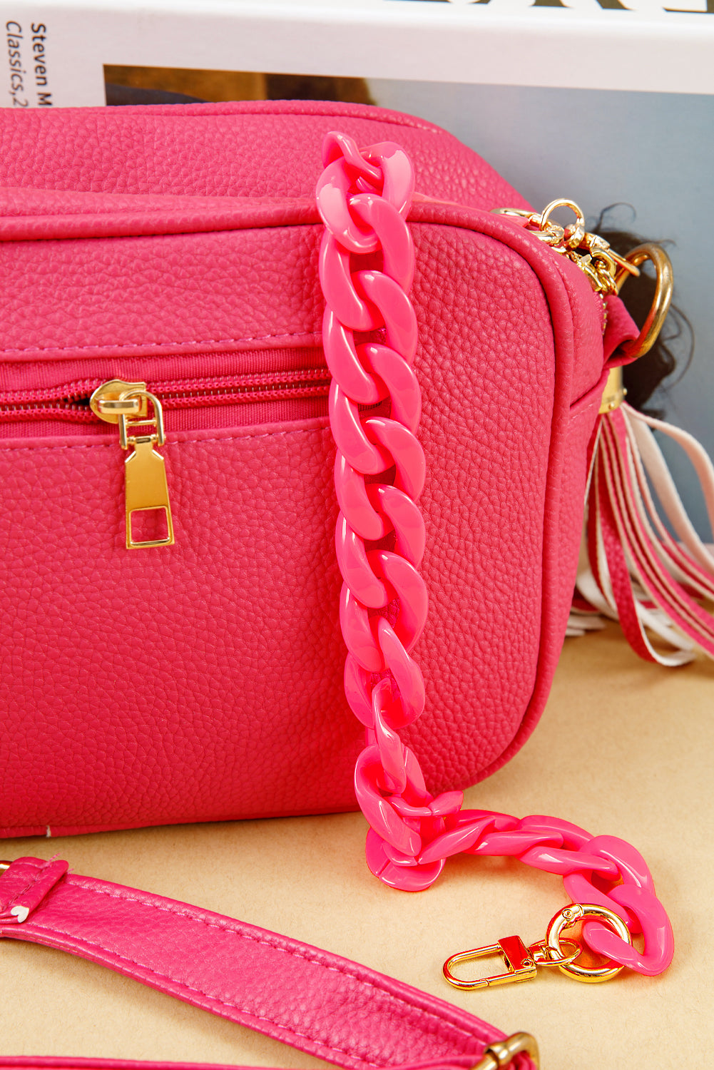 Strawberry Pink Acrylic Handbag Chain Strap