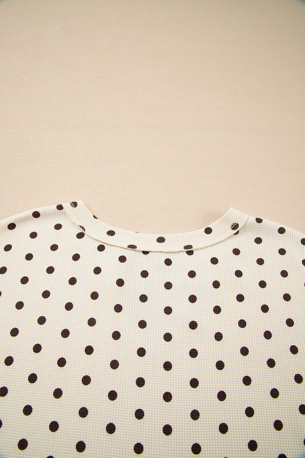 White Polka Dot Print Long Sleeve Top Drawstring Jogger Pants Lounge Set