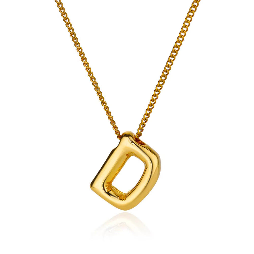 Bubble font letter pendant and chain