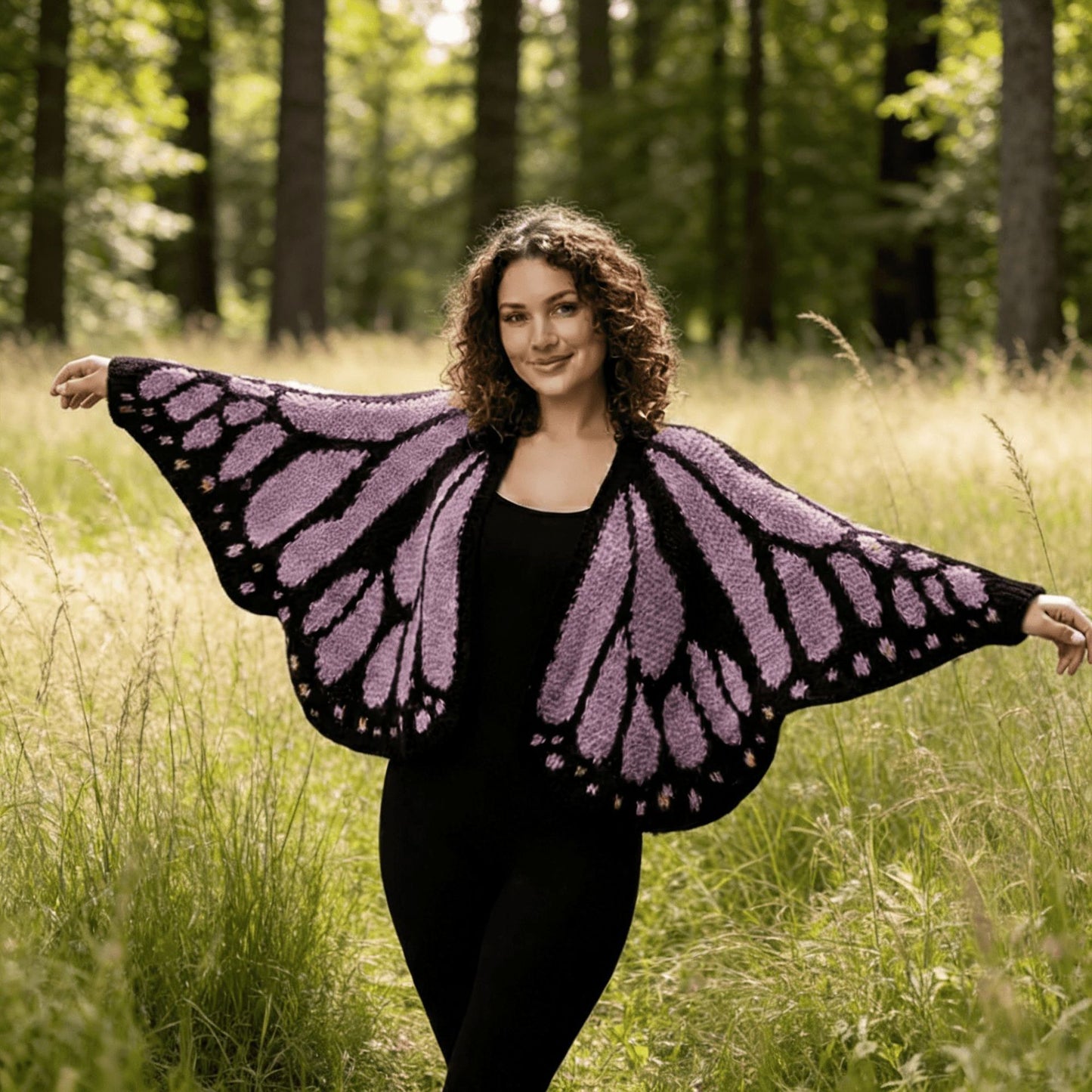 Knitted shawl butterfly cape