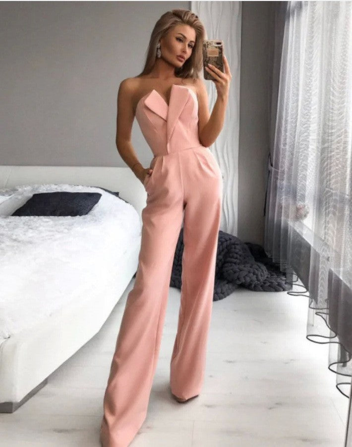 slanted lapel, mid-waist, elegant jumpsuit