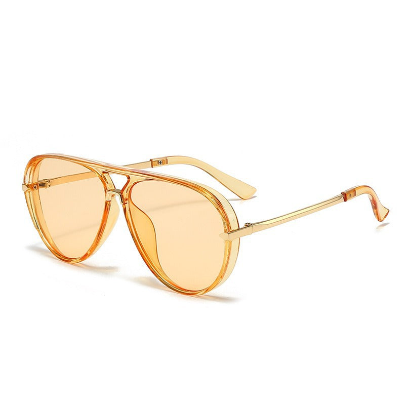vivid color translucent large frame aviator sunglasses
