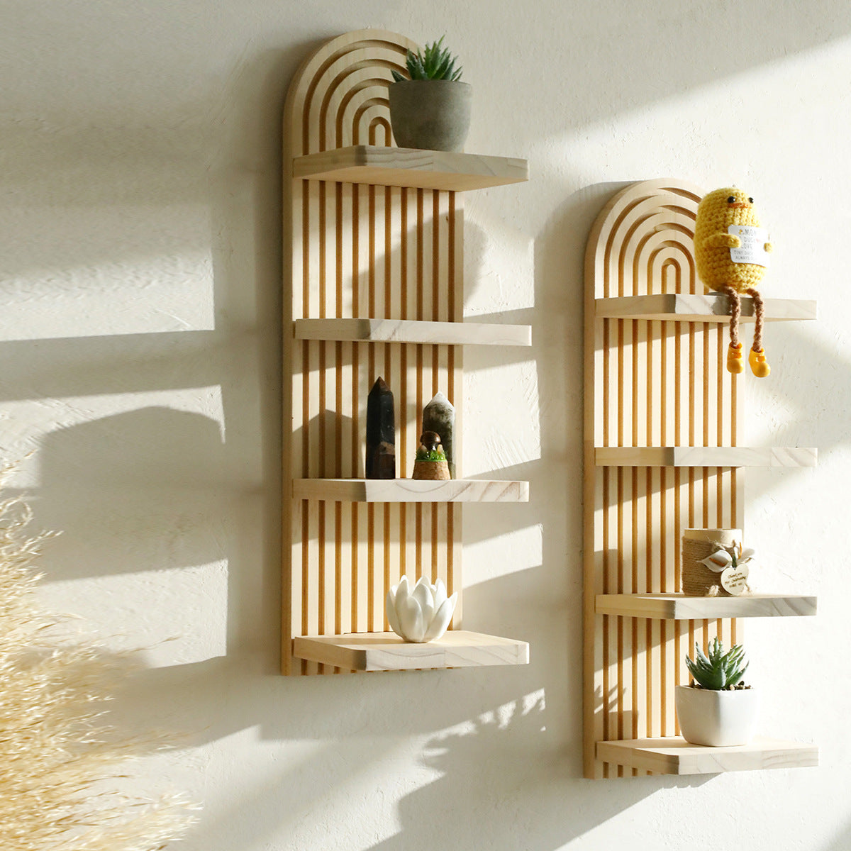 Arched solid wood display rack