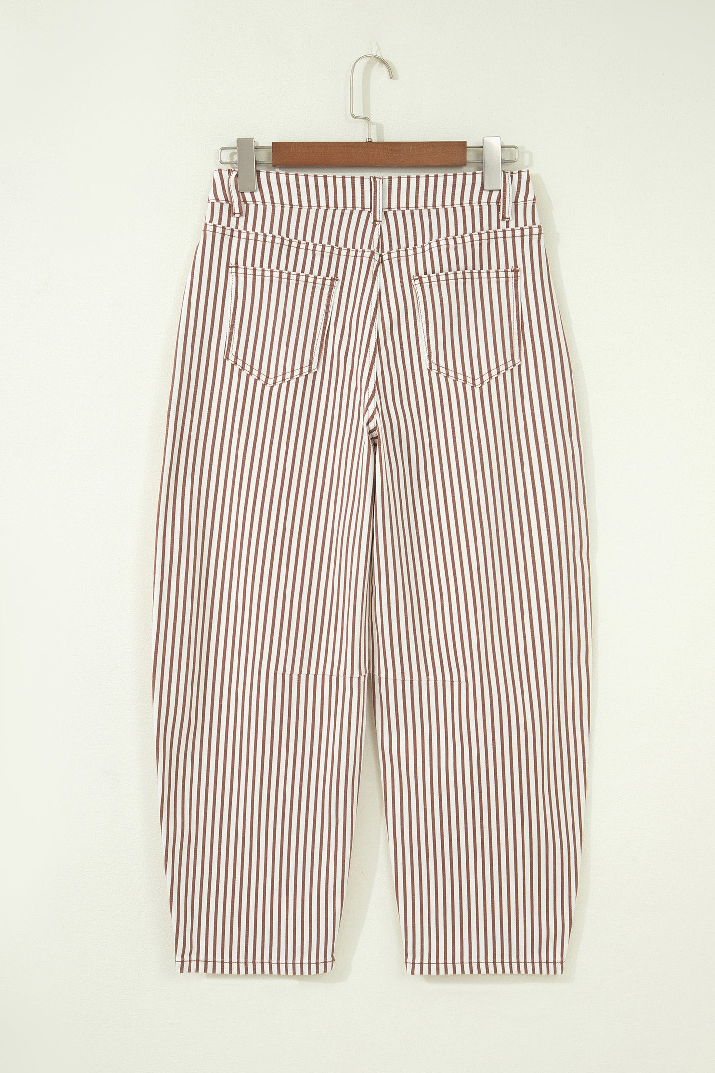 Khaki Stripe Casual Barrel Jeans