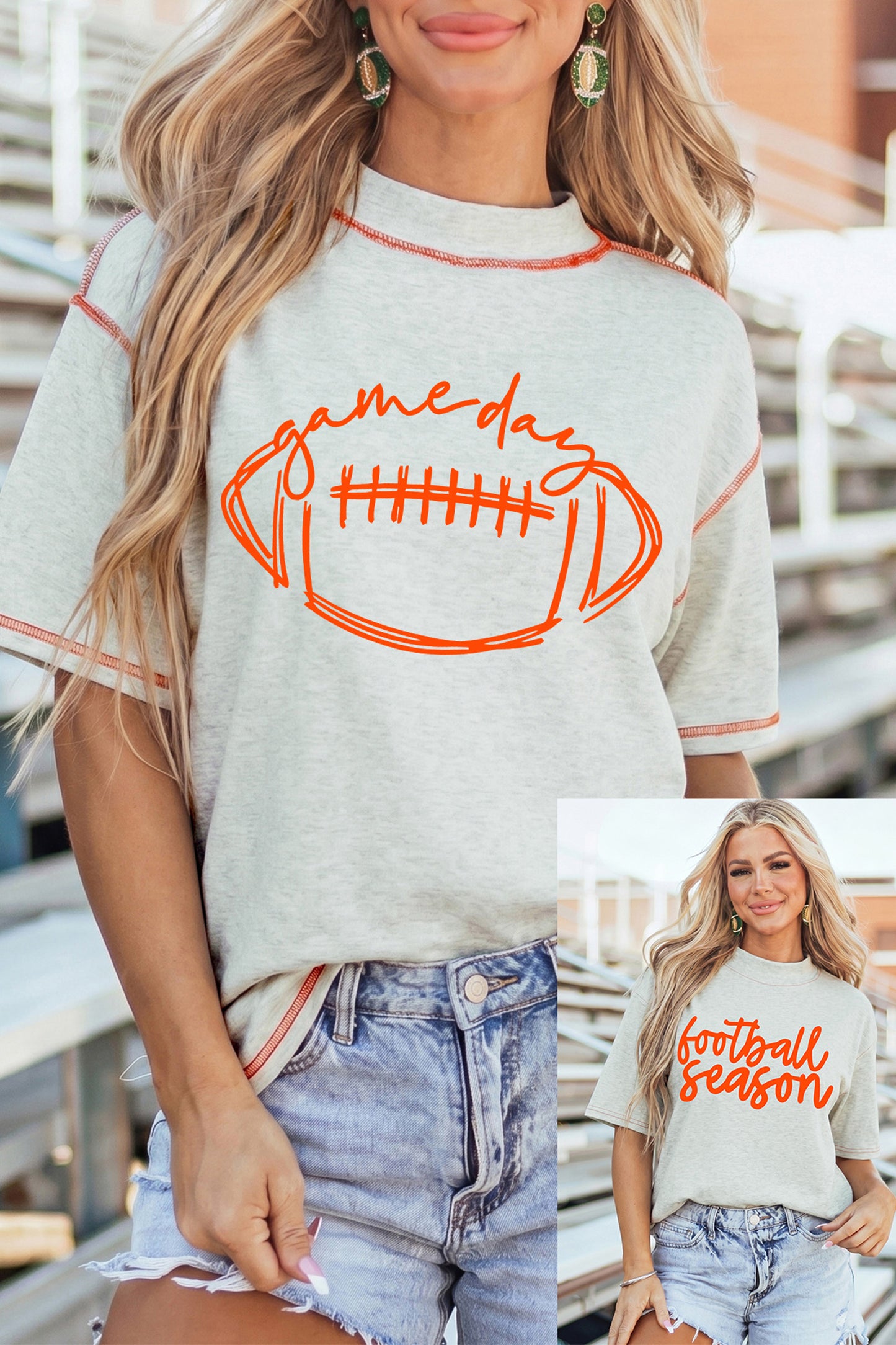 Reversible Contrast Stitched Rugby/football season Print High Neck Short Sleeve Top