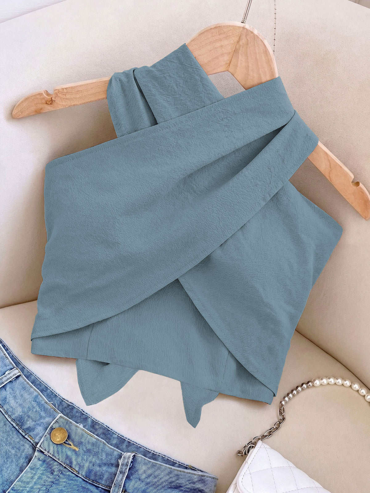 linen Criss cross halter top