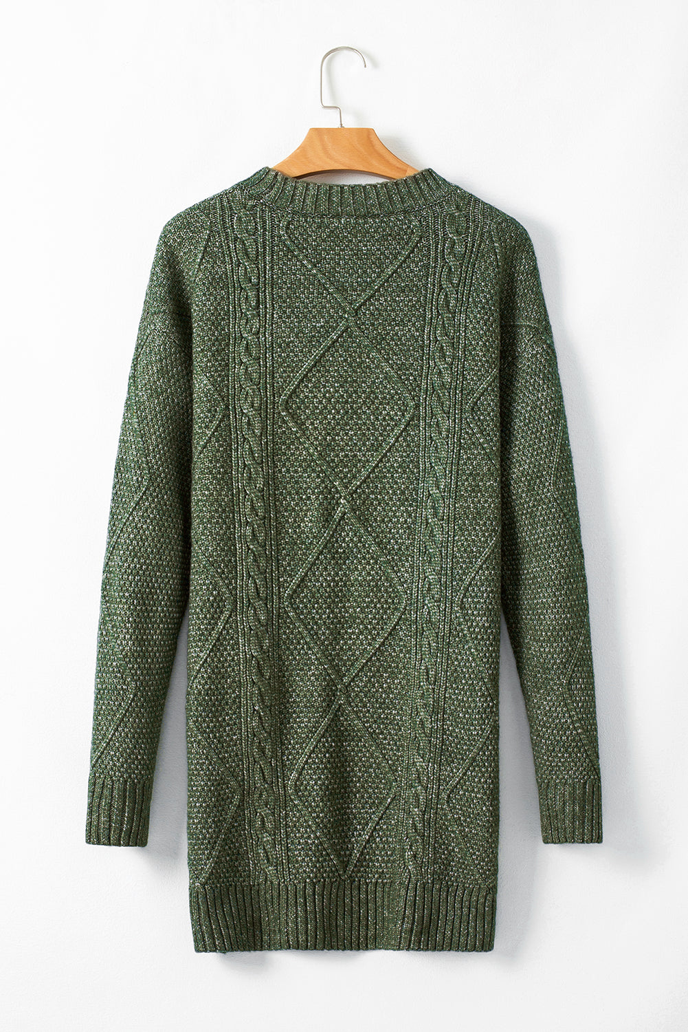 Burgundy Cable Knit Drop Shoulder Loose Fit Sweater Dress