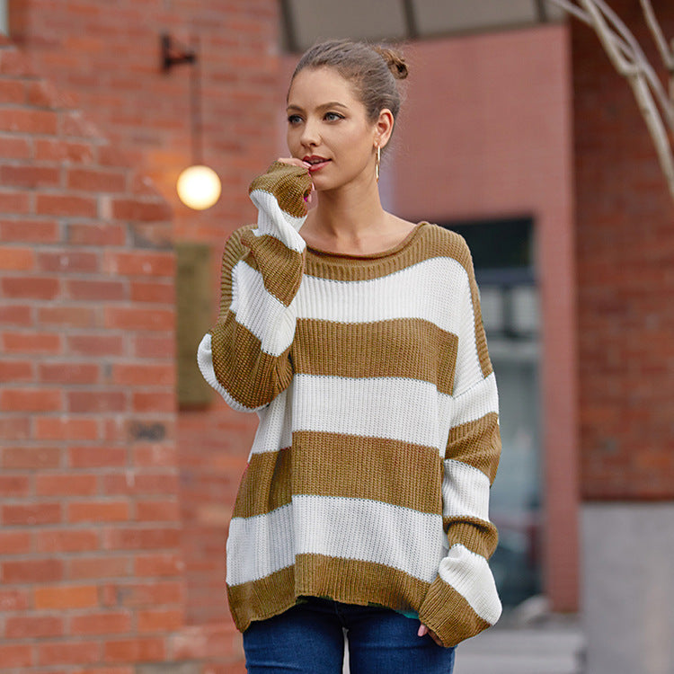 long-sleeved knitted sweater