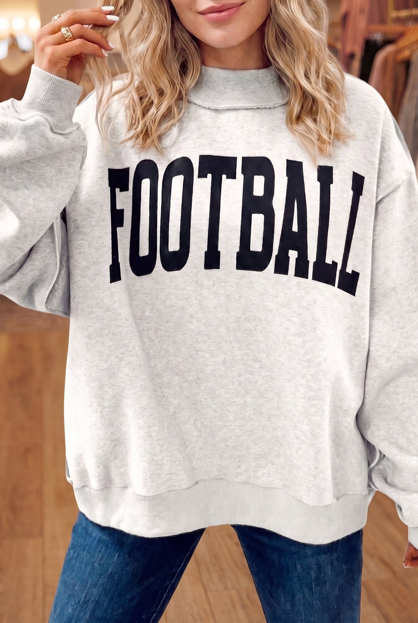 reversible High Neck GAMEDAY/ FOOTBALL Double Side Printed Sweatshirt