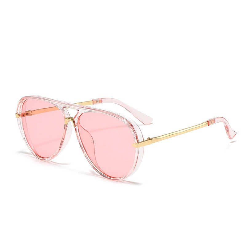 vivid color translucent large frame aviator sunglasses