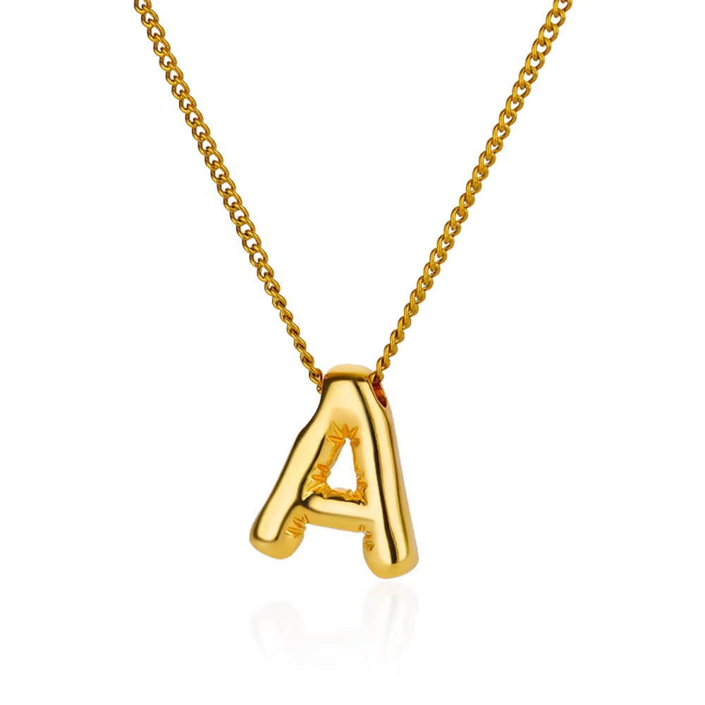 Bubble font letter pendant and chain