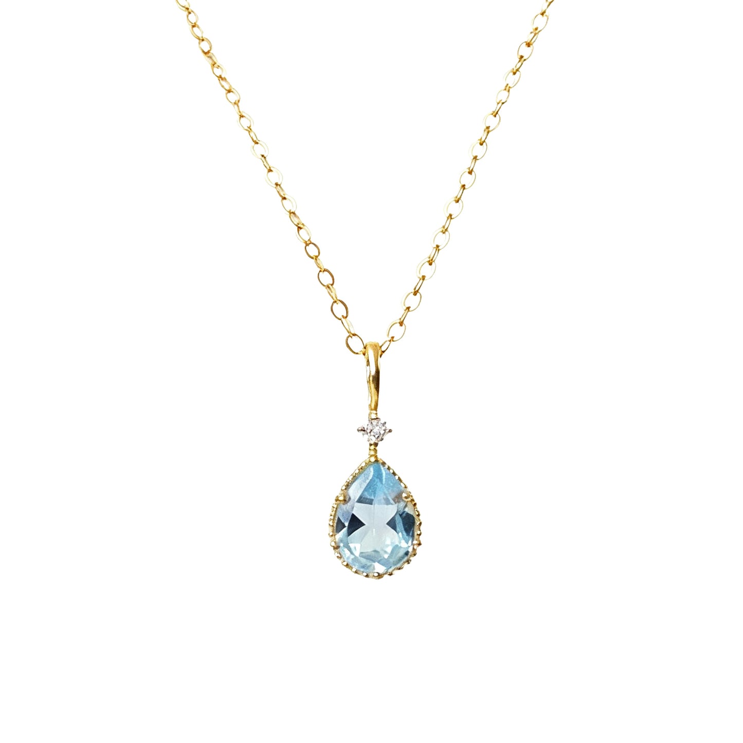 S925 topaz pendant with 14K plated chain