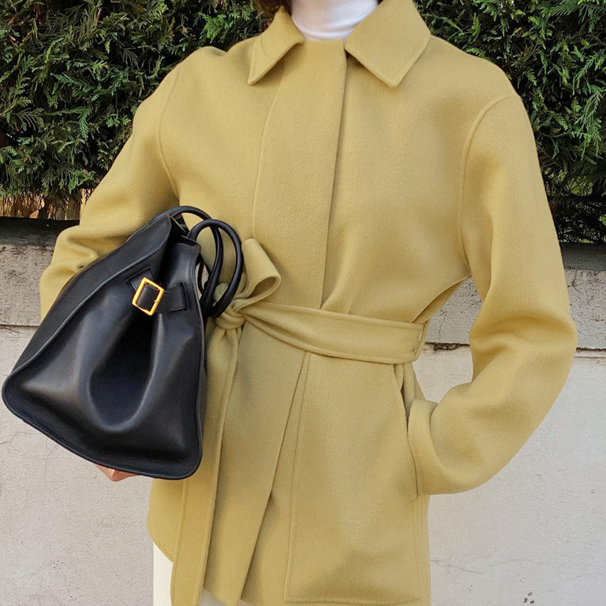long lapel long-sleeved overcoat