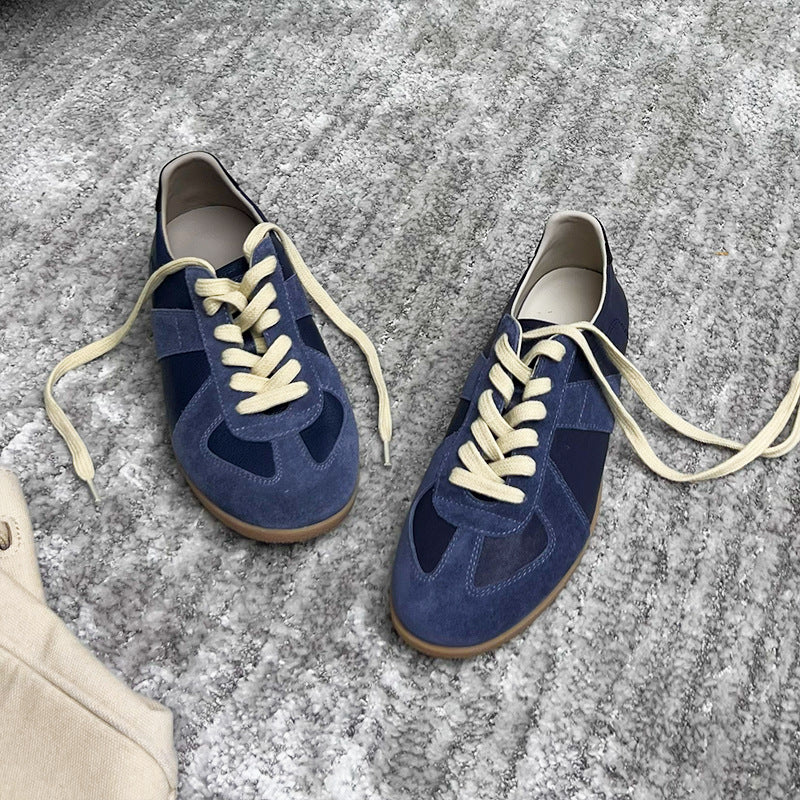 soft cowhide flat trainers