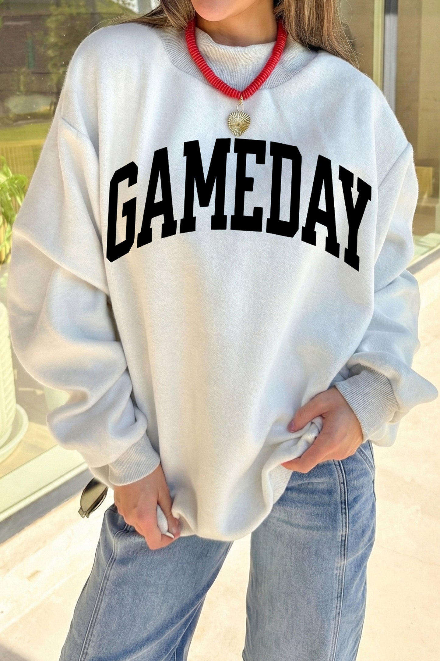 Reversible FOOTBALL GAMEDAY Double Side Printed High Neck Reversible Sweatshirt