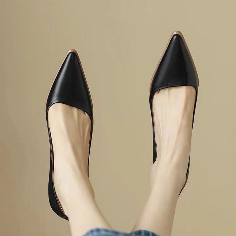 wooden stack heel pointy toe