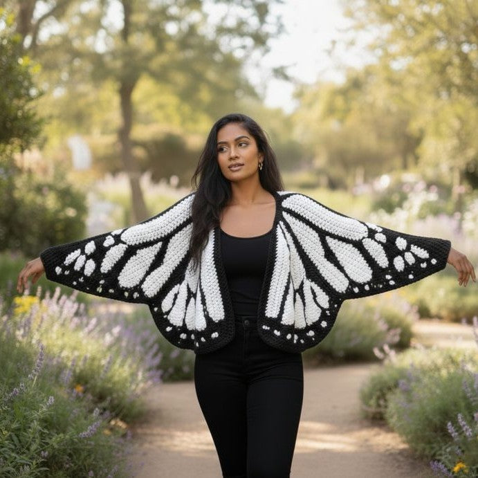 Knitted shawl butterfly cape