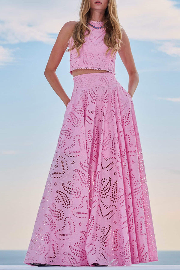 detailed eyelet two-piece set