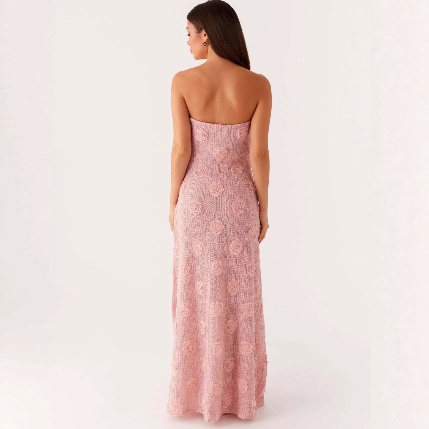 flower strapless maxi dress