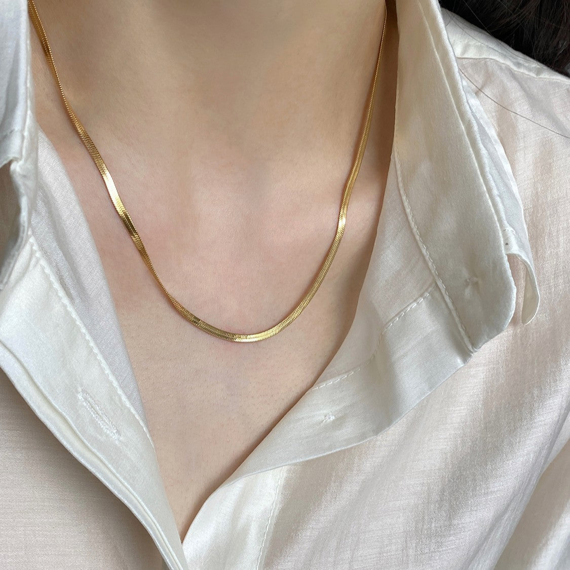 18K plated flat chain