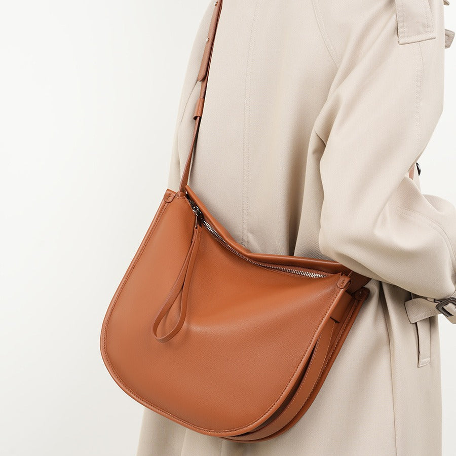 soft leather tote bag, large capacity single-shoulder