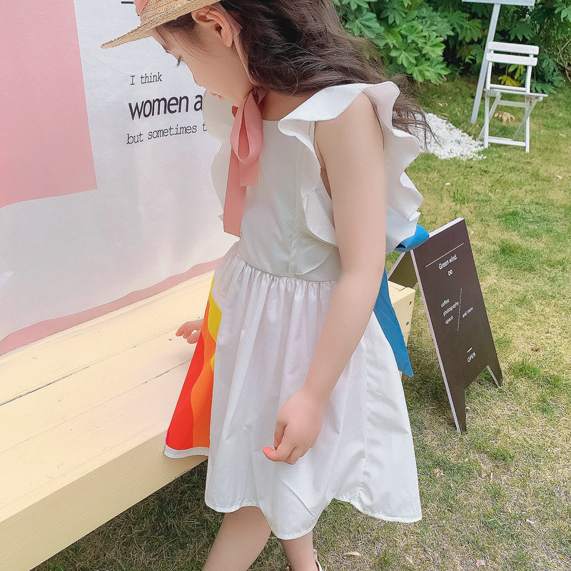 Girls rainbow dress with back bow