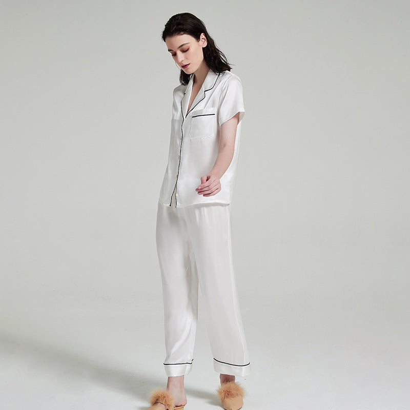 silk pajamas short sleeves and shorts two-piece set