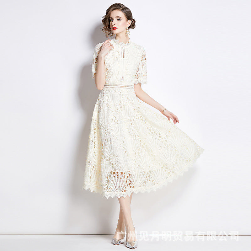 Women's lace dress with crochet embroidery