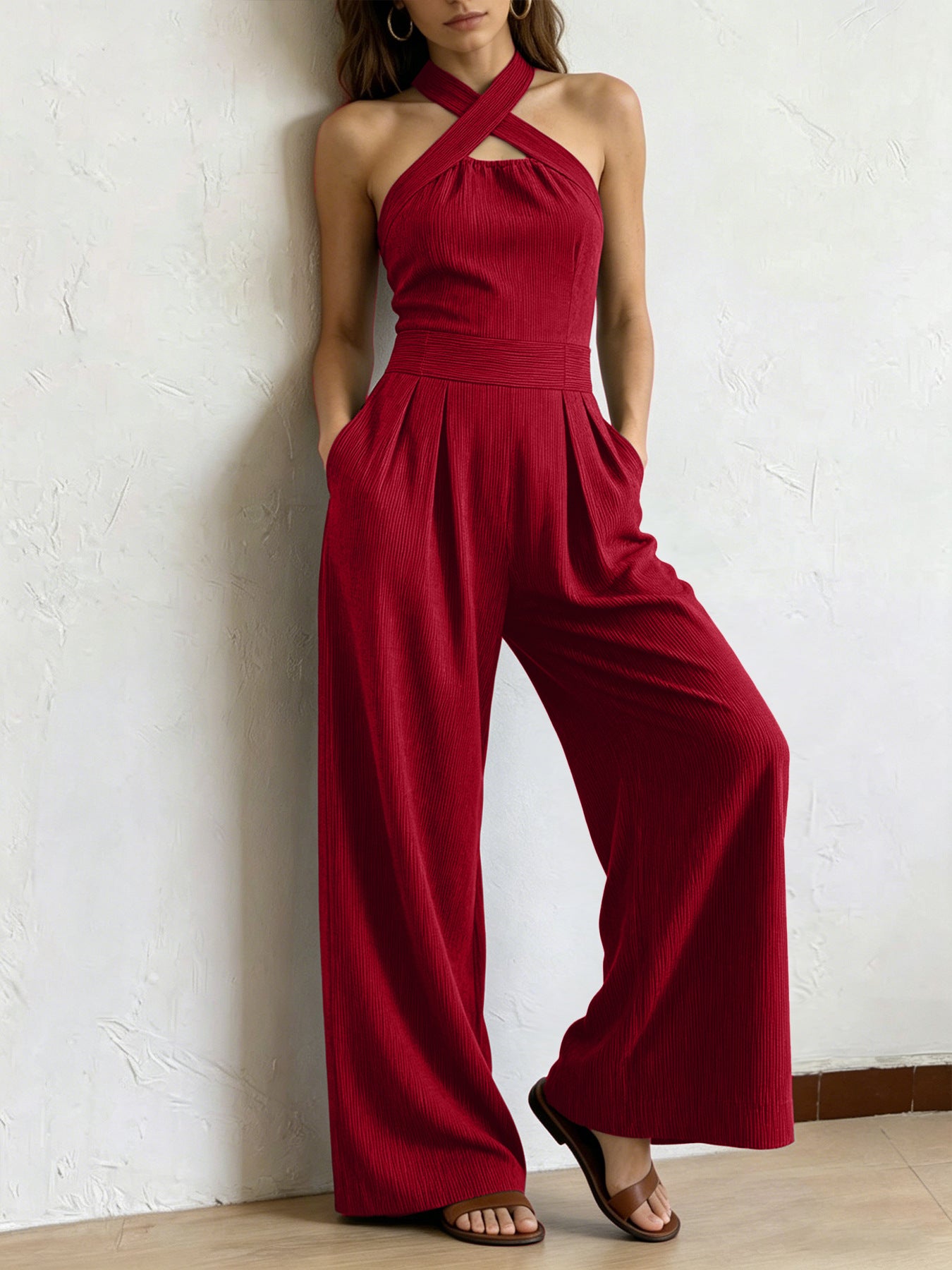 cross-neck jumpsuit
