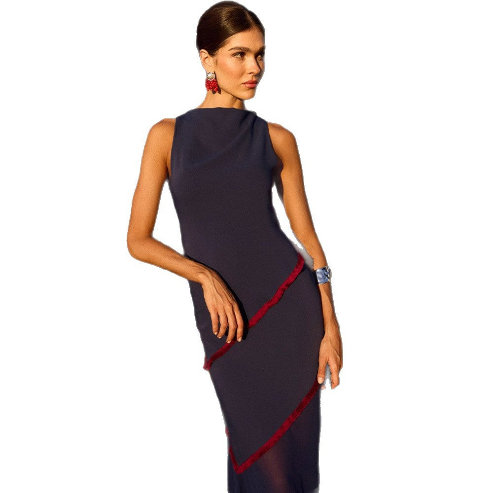 Elegant women's dress with contrasting color