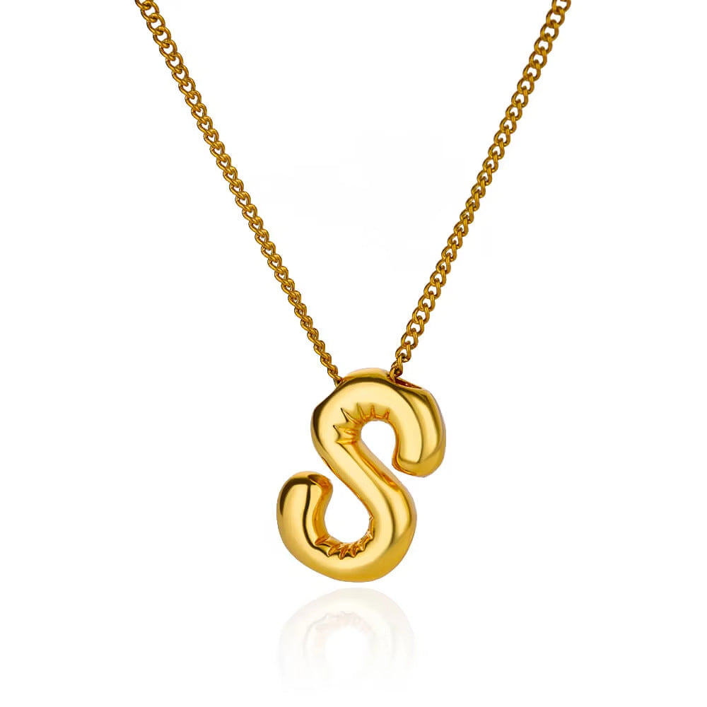 Bubble font letter pendant and chain