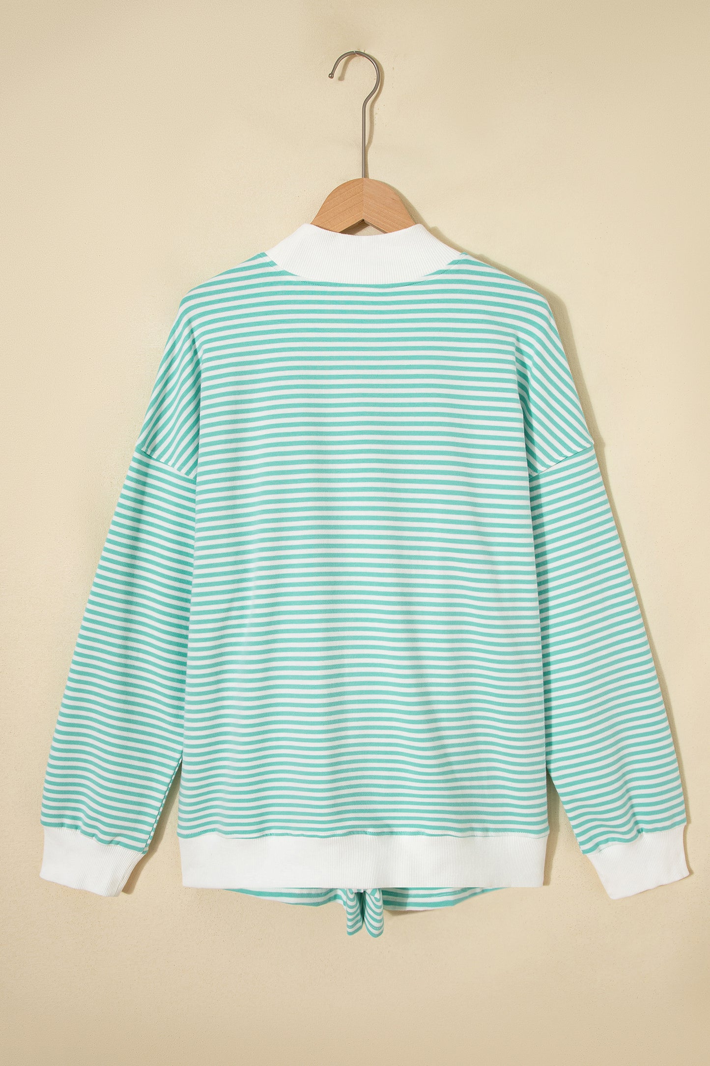 Red Stripe Oversize Mock Neck Sweatshirt and Shorts Set