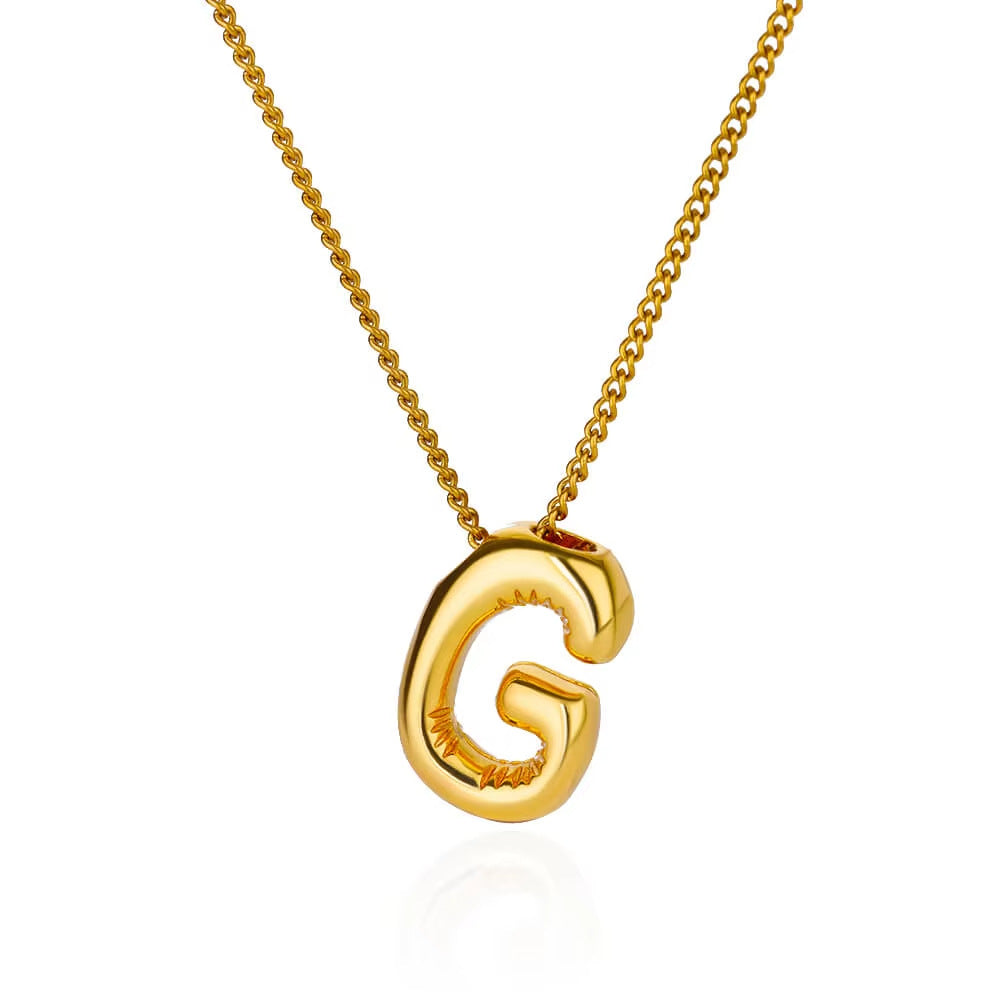 Bubble font letter pendant and chain