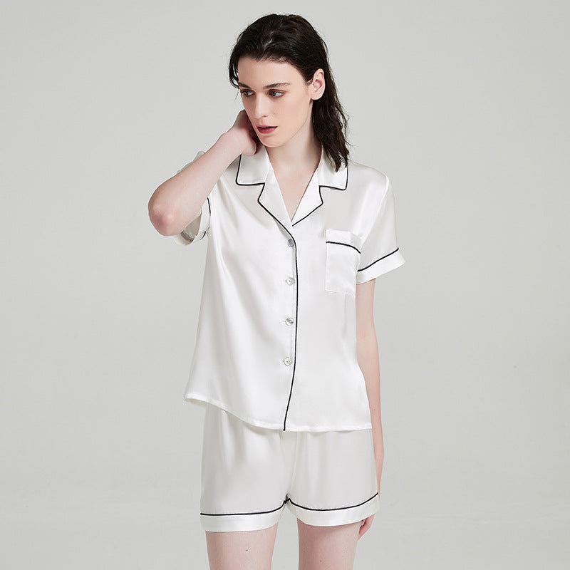 silk pajamas short sleeves and shorts two-piece set