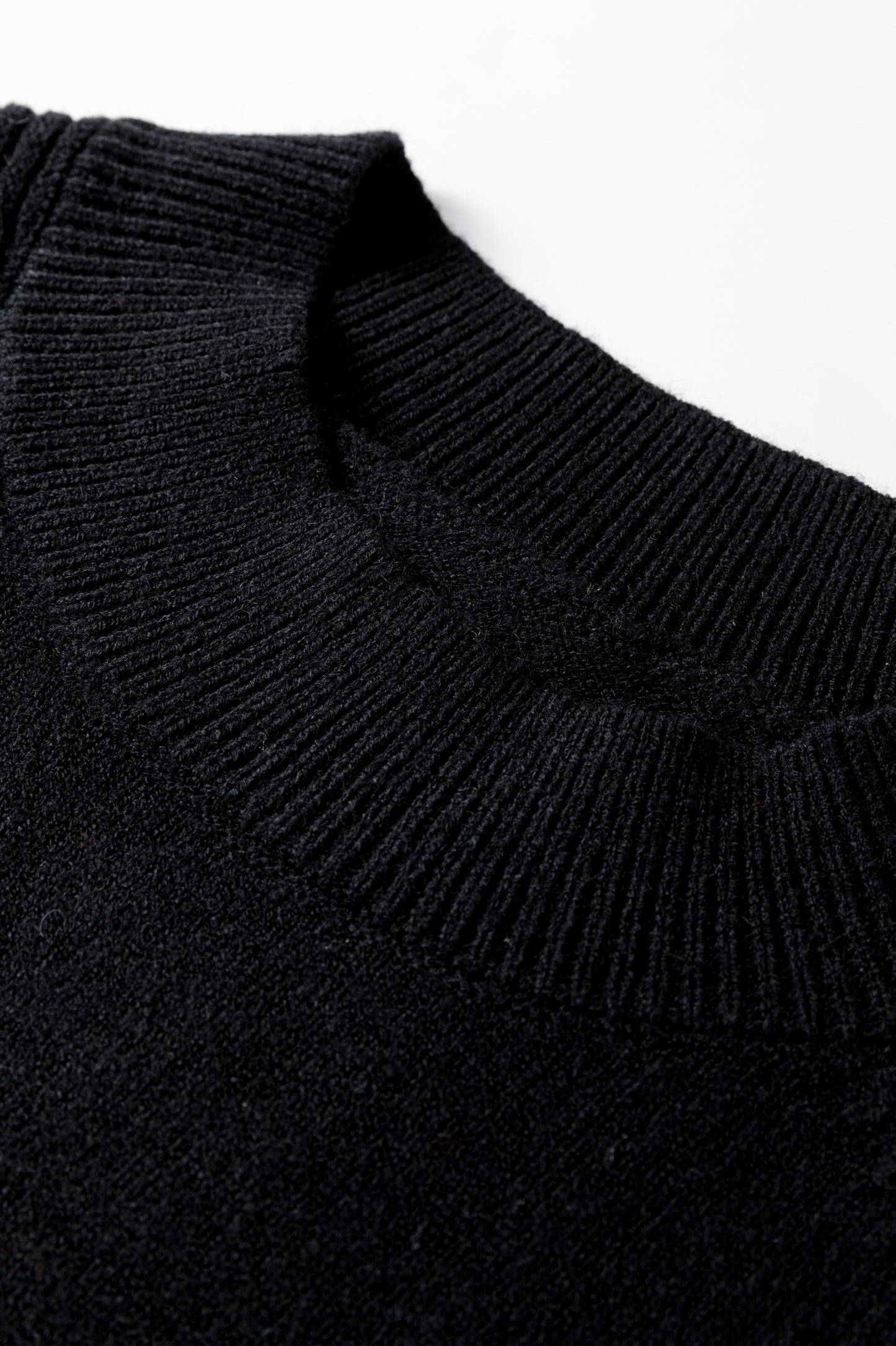 Black High Neck Puff Sleeve Sweater Pleated Mini Skirt 2pcs Knitted Outfit