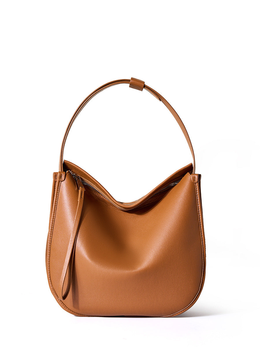 soft leather tote bag, large capacity single-shoulder