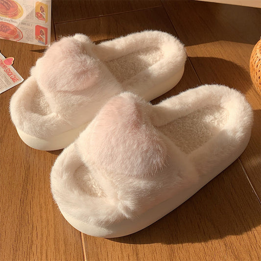 Heart Love Fluffy Fur Slippers