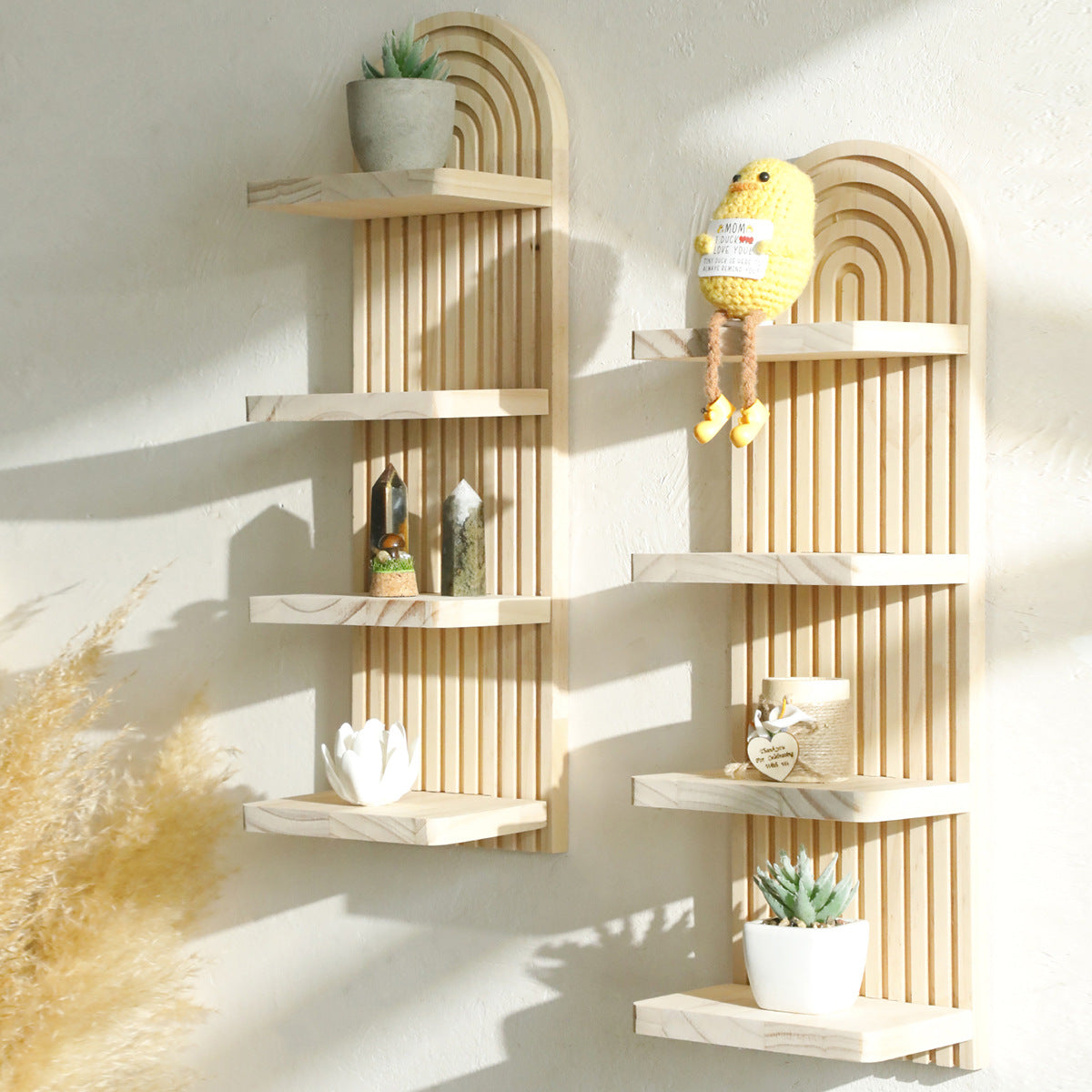 Arched solid wood display rack