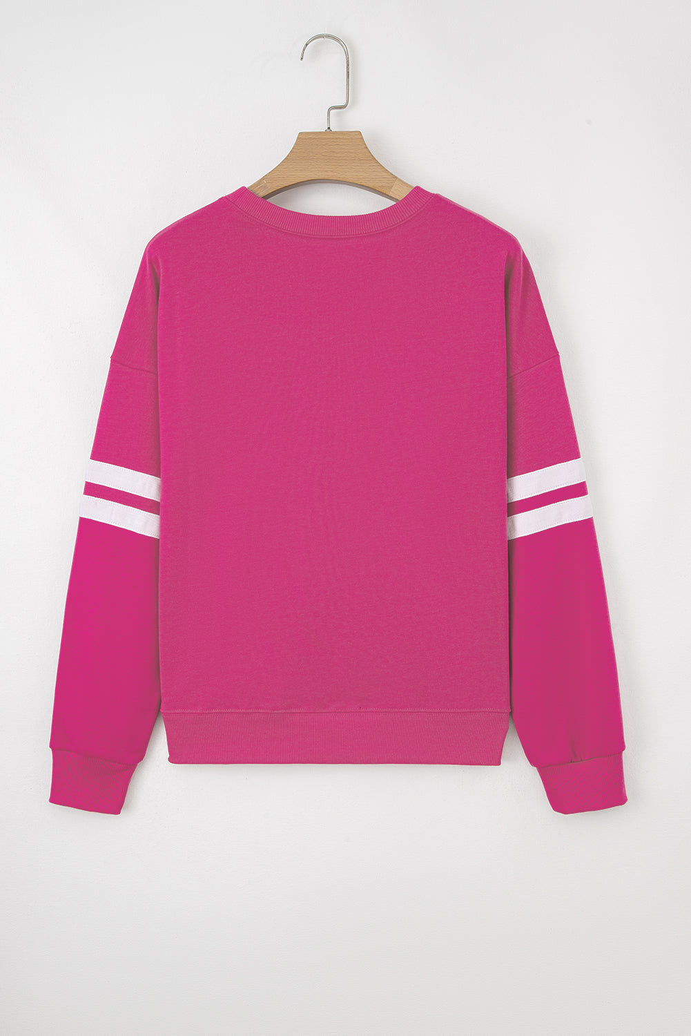 Navy Blue Preppy Striped Sleeve Loose Sweatshirt