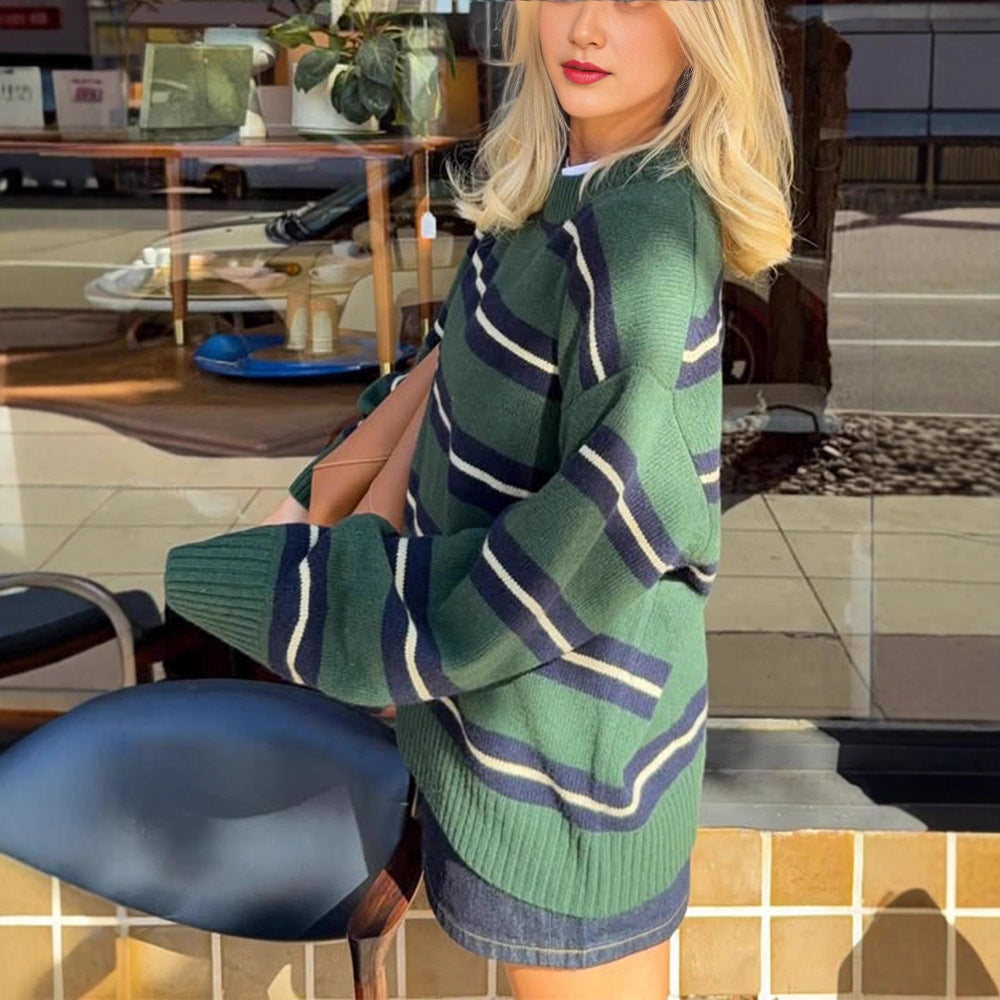 color-blocking striped long-sleeved sweater