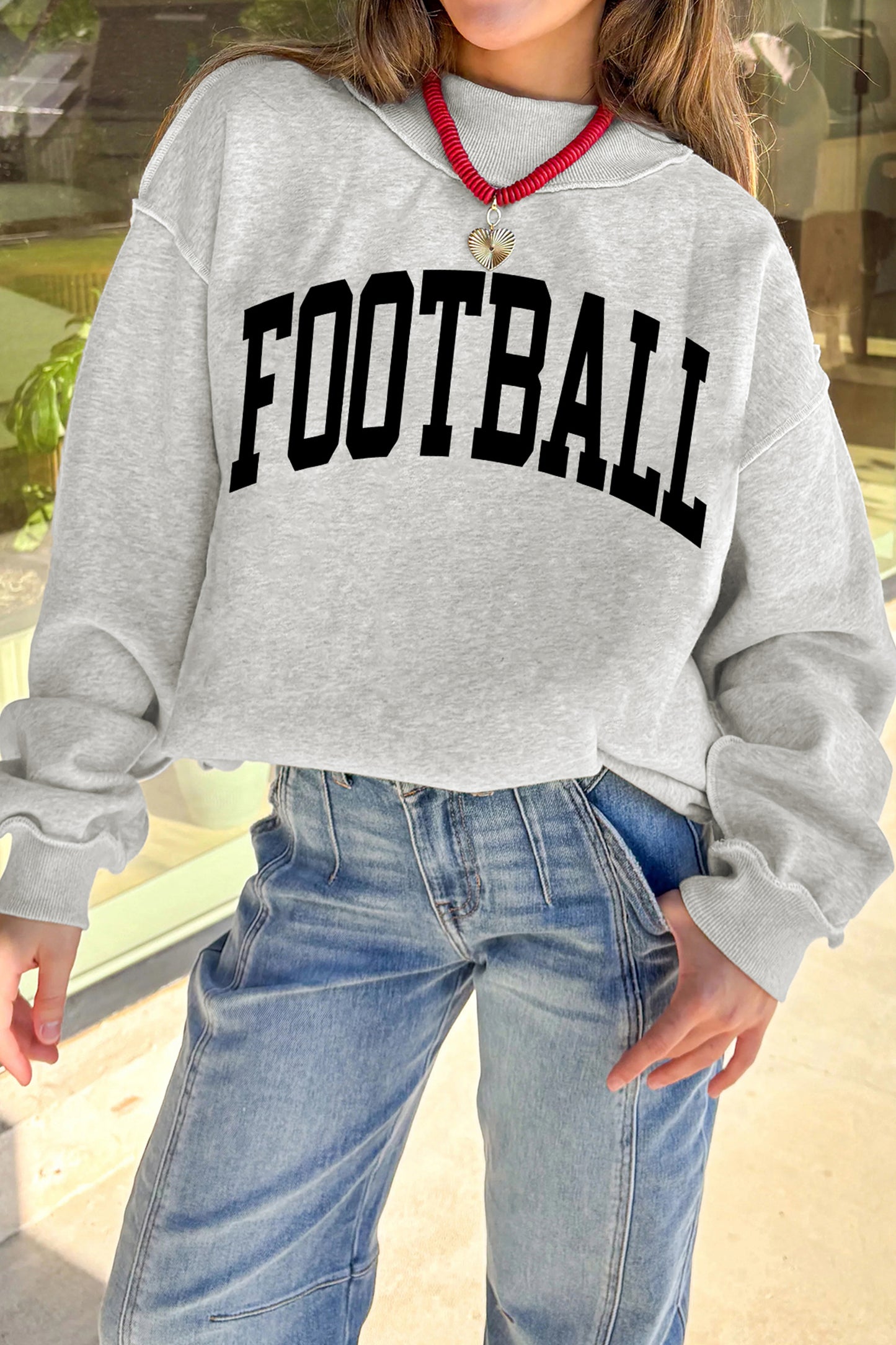 Reversible FOOTBALL GAMEDAY Double Side Printed High Neck Reversible Sweatshirt