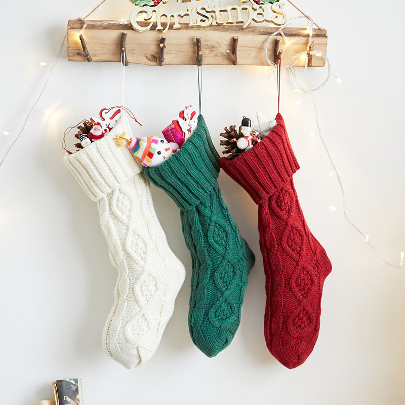 Large 46CM knitted wool hanging Christmas stockings