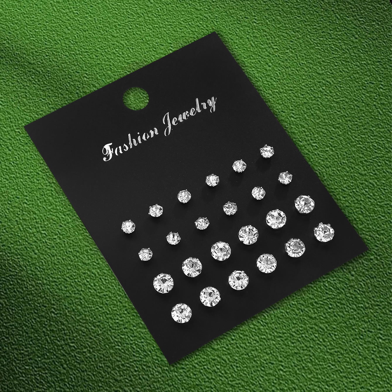 set of elegant six-pronged crystal ear studs