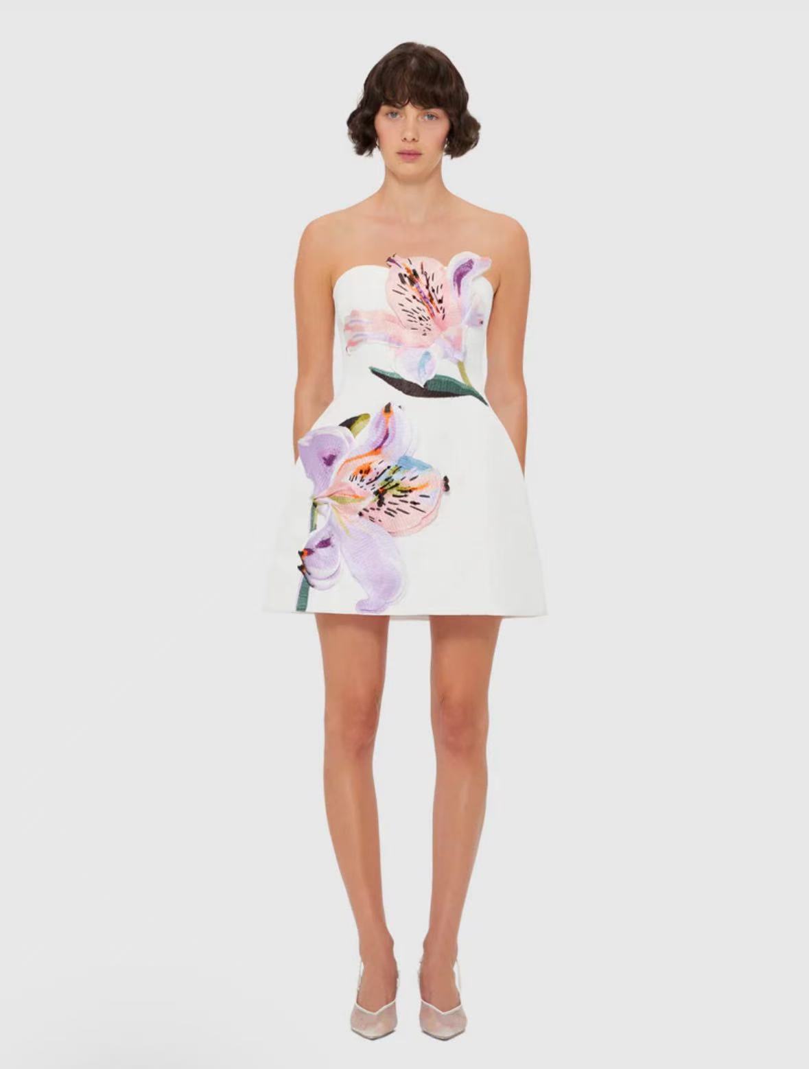 Hand-stitched beaded strapless dress