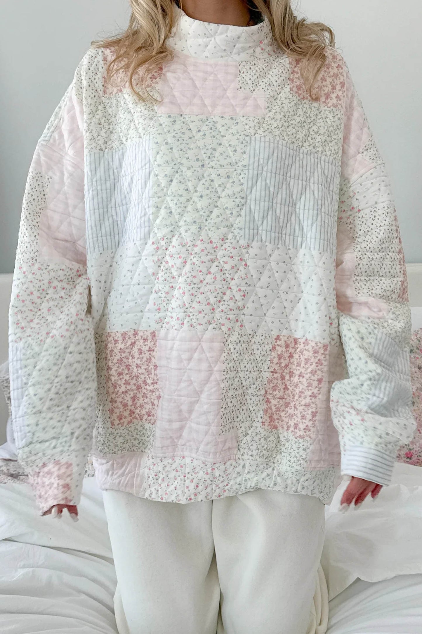 Multicolour Floral Quilted Long Sleeve Two Piece Set Casual Pantsuit
